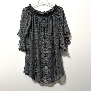 City Triangles Off Shoulder Mini Dress L Flutter Sleeve Y2K Boho Festival Party